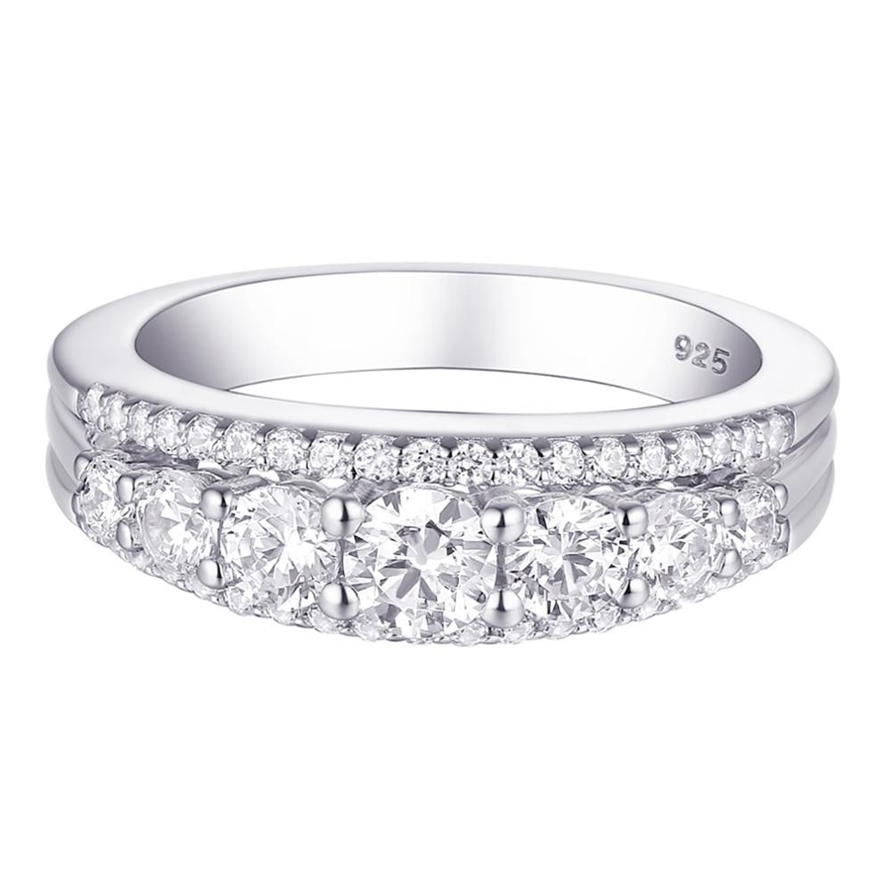 925 silver wedding band promise stacking pave ring